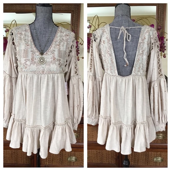 Free People Much Love Embroidered Tunic Top.  NWT. - Picture 4 of 8
